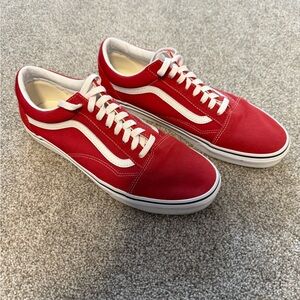 Vans Red and White Old Skool Sneakers